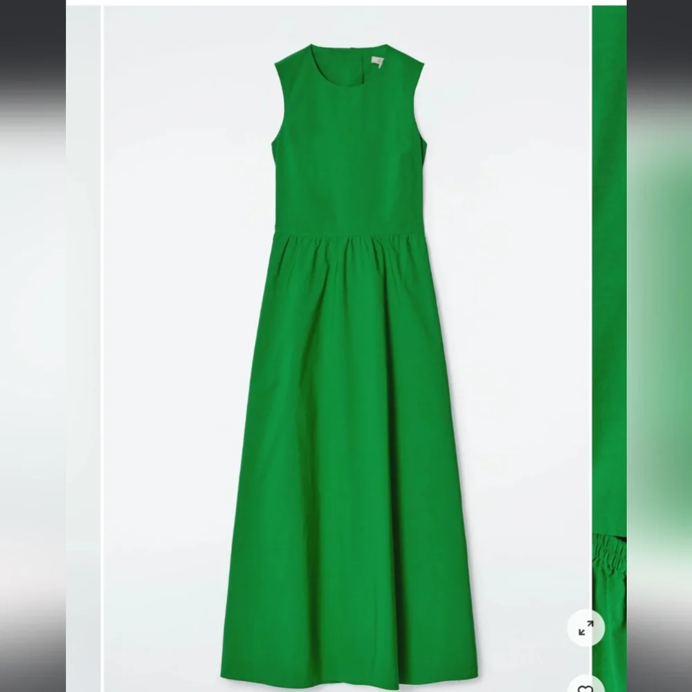 NWT COS OPEN-BACK COTTON MAXI DRESS Green Sz 2 - Picture 4 of 6